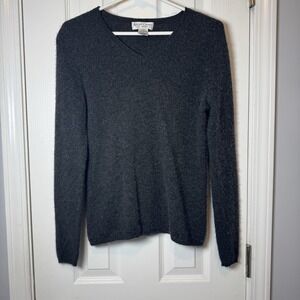 Andre Oliver Womens 100% Cashmere Sweater Small Gray Knit Pullover Classic